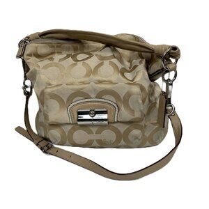 Coach Kristin Jacquard OP Art Sateen Hobo Bag in Beige